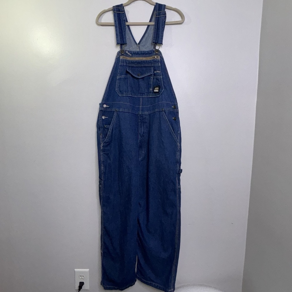 BERNE Carpenter Bib Overalls Men's Size 40x28 Blue Denim Workwear B910SWD
